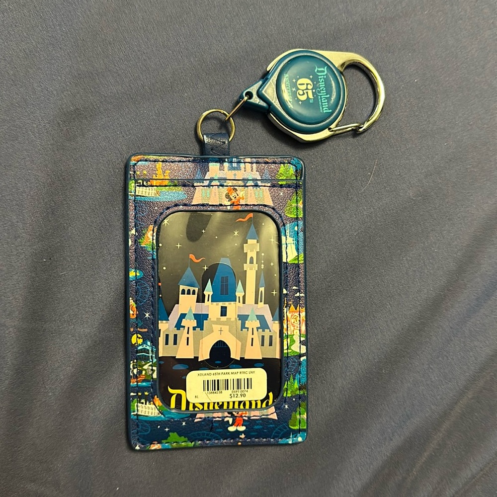 Disneyland 65th Anniversary Retractable Lanyard Card Badge Holder Clip